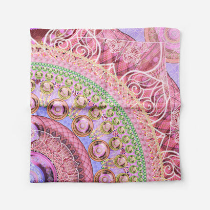 Pink Mandala Silk Scarf, Mandala Art Shawl, Limited Edition Italian Design Gift for Her