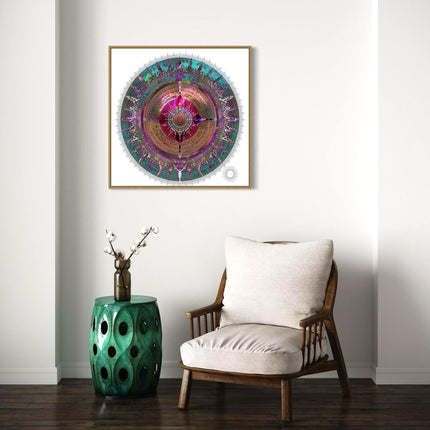 Mystic Lotus Mandala Art Print  Teal Magenta Sacred Geometry Wall Art (Digital Download)