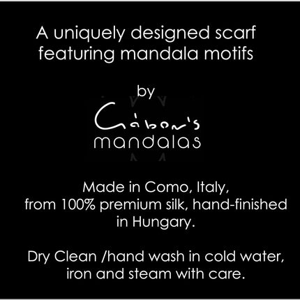 Boho Mandala Silk Scarf, Mandala Art Shawl, Limited Edition Italian Design Gift for Her