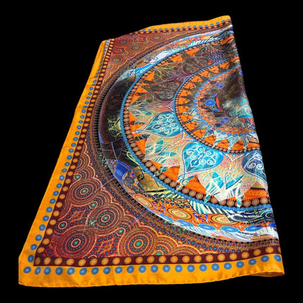 Mandala Silk Scarf, Designer Italian Silk, Limited Edition (90cm)
