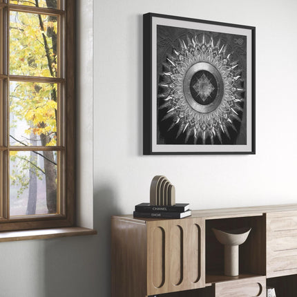 Black and Silver Mandala Print: Geometric Boho Zen Wall Art