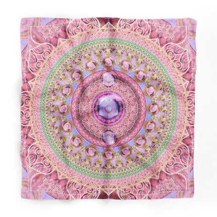 Pink Mandala Silk Scarf, Mandala Art Shawl, Limited Edition Italian Design Gift for Her