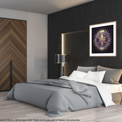 Purple and Gold Mandala Art Print: Sacred Geometry, Spiritual Symbol