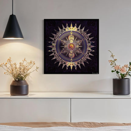 Purple and Gold Mandala Art Print: Sacred Geometry, Spiritual Symbol