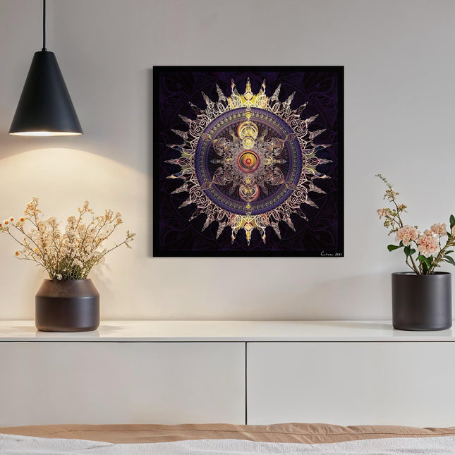 Purple and Gold Mandala Art Print: Sacred Geometry, Spiritual Symbol