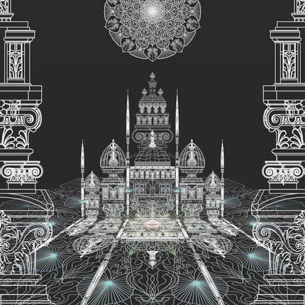 Celestial Mandala Palace  Black & White Sacred Architecture