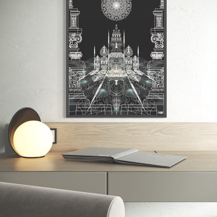 Celestial Mandala Palace  Black & White Sacred Architecture