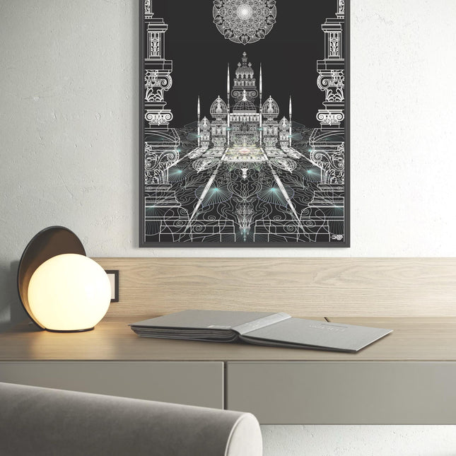 Celestial Mandala Palace  Black & White Sacred Architecture