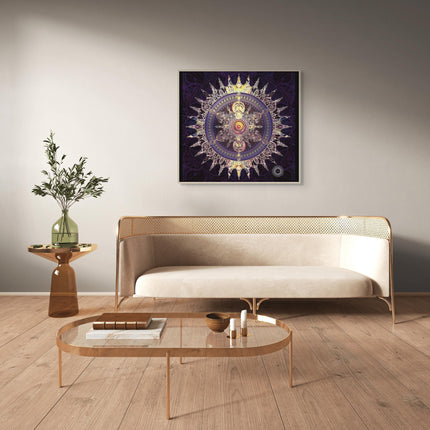 Purple and Gold Mandala Art Print: Sacred Geometry, Spiritual Symbol