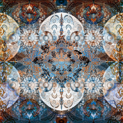 Cosmic Mandala Art Print: Spiritual Boho Decor, Sacred Geometry Print, Hahnemühle Metallic Paper,