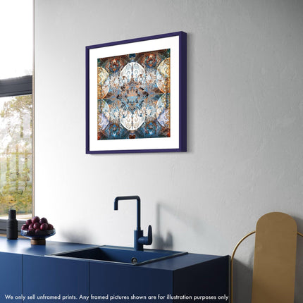 Cosmic Mandala Art Print: Spiritual Boho Decor, Sacred Geometry Print, Hahnemühle Metallic Paper,