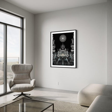 Celestial Mandala Palace  Black & White Sacred Architecture