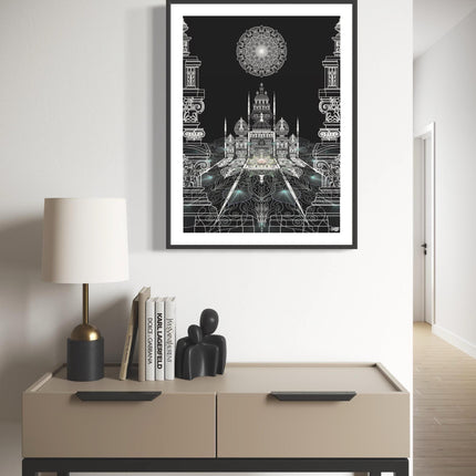 Celestial Mandala Palace  Black & White Sacred Architecture