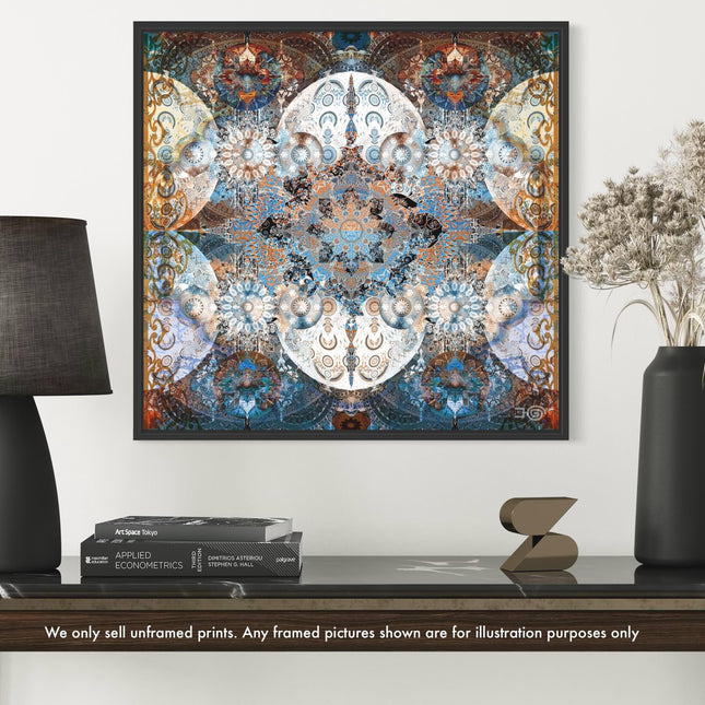 Cosmic Mandala Art Print: Spiritual Boho Decor, Sacred Geometry Print, Hahnemühle Metallic Paper,
