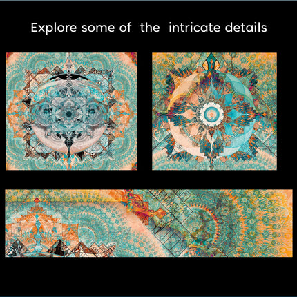 Turquoise Sunset Mandala Art, Boho Meditation Wall Print, Spiritual Abstract Home Decor