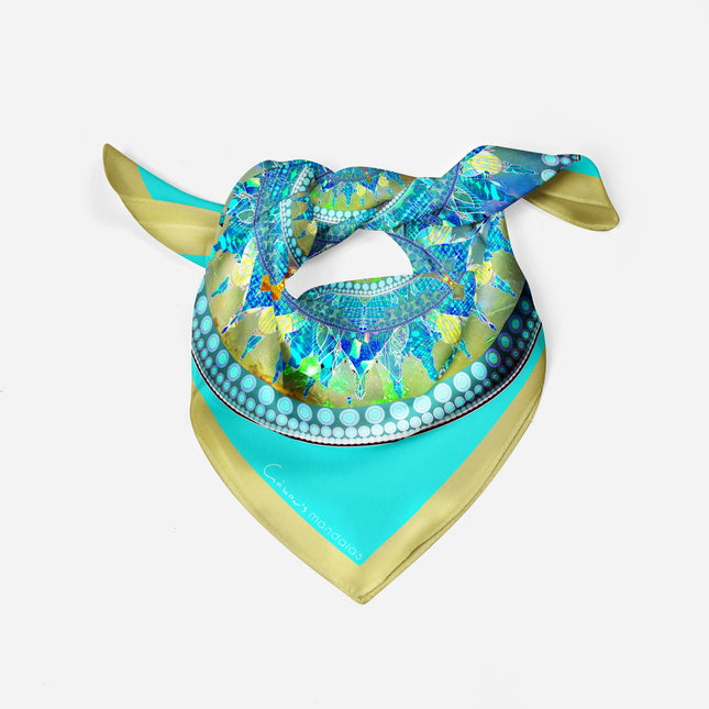 Boho Mandala Silk Scarf, Mandala Art Shawl, Limited Edition Italian Design Gift for Her