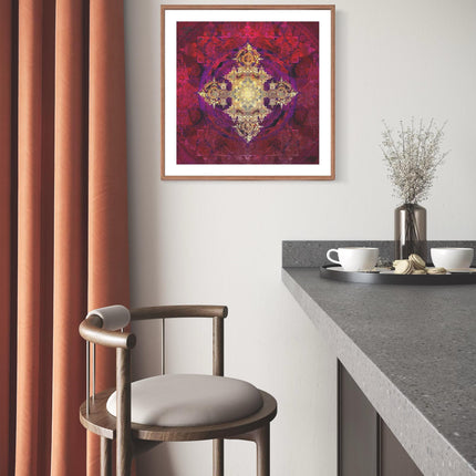 Sacred Geometry Mandala Art Print: Hahnemühle Metallic Paper, Spiritual Symbol