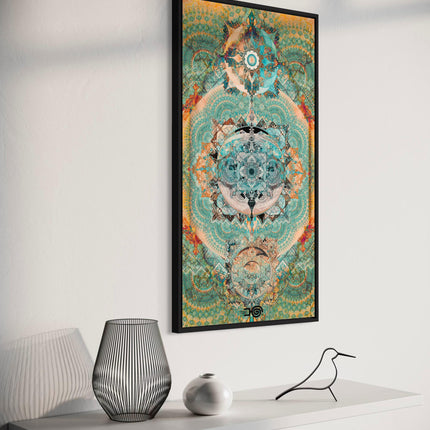 Turquoise Sunset Mandala Art, Boho Meditation Wall Print, Spiritual Abstract Home Decor