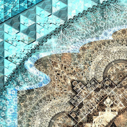 Pastel Blue Mandala Art Print  Metallic Paper, Boho Chic Decor