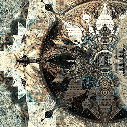 Pastel Blue Mandala Art Print  Metallic Paper, Boho Chic Decor