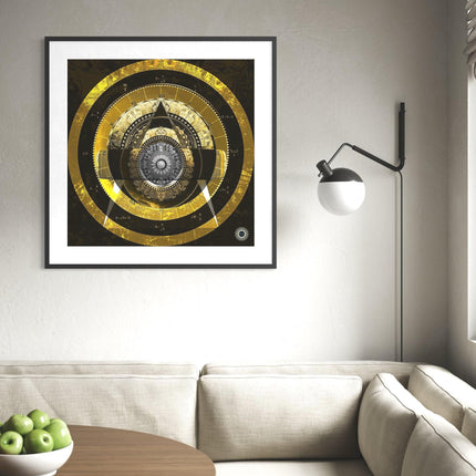 Geometry Gold Mandala Wall Art  Mystical Clock Print, Spiritual Decor
