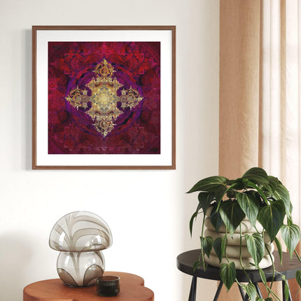 Sacred Geometry Mandala Art Print: Hahnemühle Metallic Paper, Spiritual Symbol
