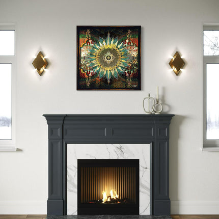 Colorful Mandala Sun Symbol | Detailed Digital Drawing | Intricate Boho Wall Art Printable