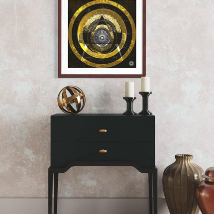 Geometry Gold Mandala Wall Art  Mystical Clock Print, Spiritual Decor