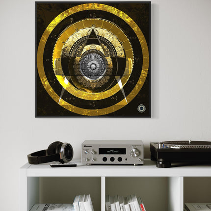 Geometry Gold Mandala Wall Art  Mystical Clock Print, Spiritual Decor