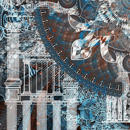 Mandala Crystal Temple -Architecture Wall Art Print, geometric design