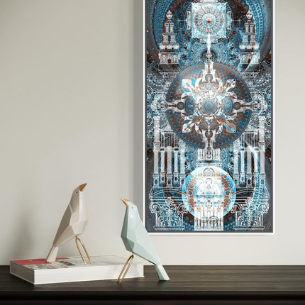 Mandala Crystal Temple -Architecture Wall Art Print, geometric design