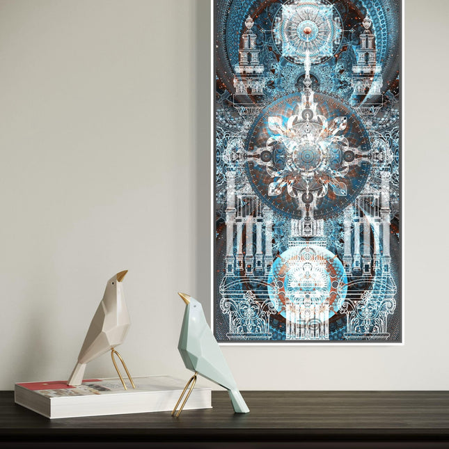 Mandala Crystal Temple -Architecture Wall Art Print, geometric design
