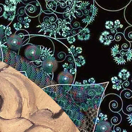 Chromatic Fractal Mandala Art, Mixed Media Wall Print, Digital and Traditional Painting Fusion
