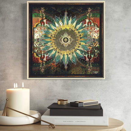 Colorful Mandala Sun Symbol | Detailed Digital Drawing | Intricate Boho Wall Art Printable