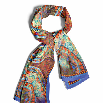 Boho Chic Style, Mandala Silk Scarf, Mandala Art Shawl, Limited Edition Italian Design Gift for Her