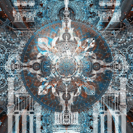 Mandala Crystal Temple -Architecture Wall Art Print, geometric design