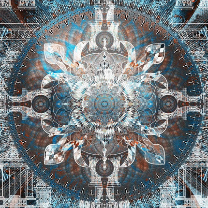 Mandala Crystal Temple -Architecture Wall Art Print, geometric design