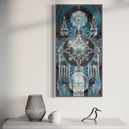 Mandala Crystal Temple -Architecture Wall Art Print, geometric design