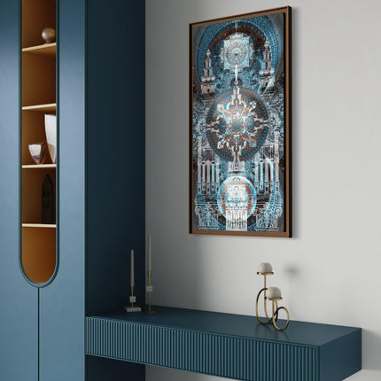 Mandala Crystal Temple -Architecture Wall Art Print, geometric design