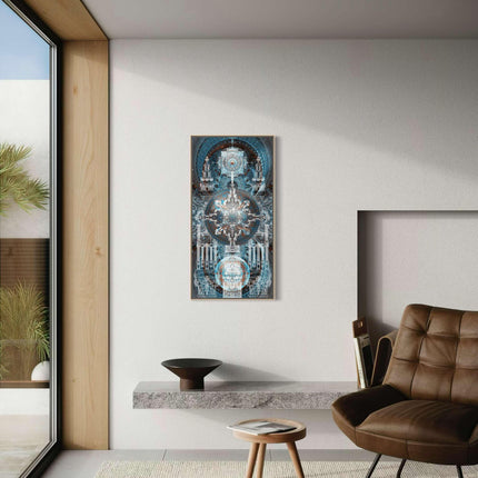 Mandala Crystal Temple -Architecture Wall Art Print, geometric design