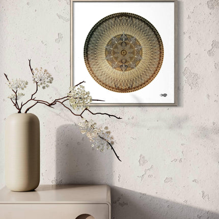 Gold Mandala Meditations-Kunstdruck: Boho-Wandkunst für friedliche Dekoration