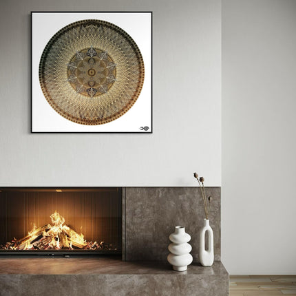 Gold Mandala Meditations-Kunstdruck: Boho-Wandkunst für friedliche Dekoration