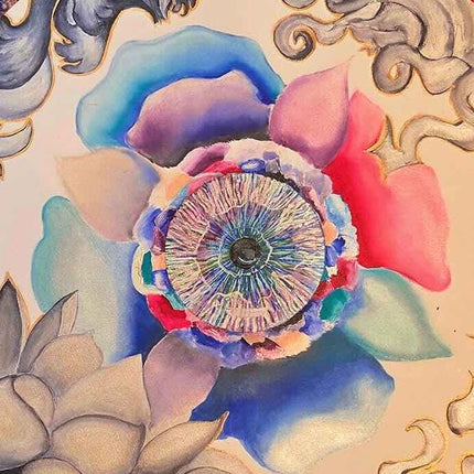 Chromatic Fractal Mandala Art, Mixed Media Wall Print, Digital and Traditional Painting Fusion