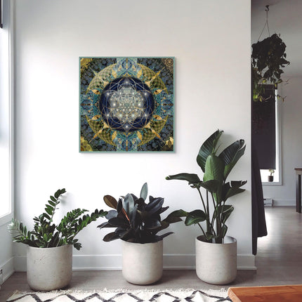 Celestial Harmony Mandala  Blue & Gold Light