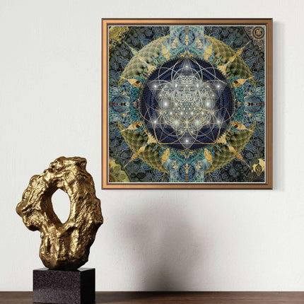 Celestial Harmony Mandala  Blue & Gold Light