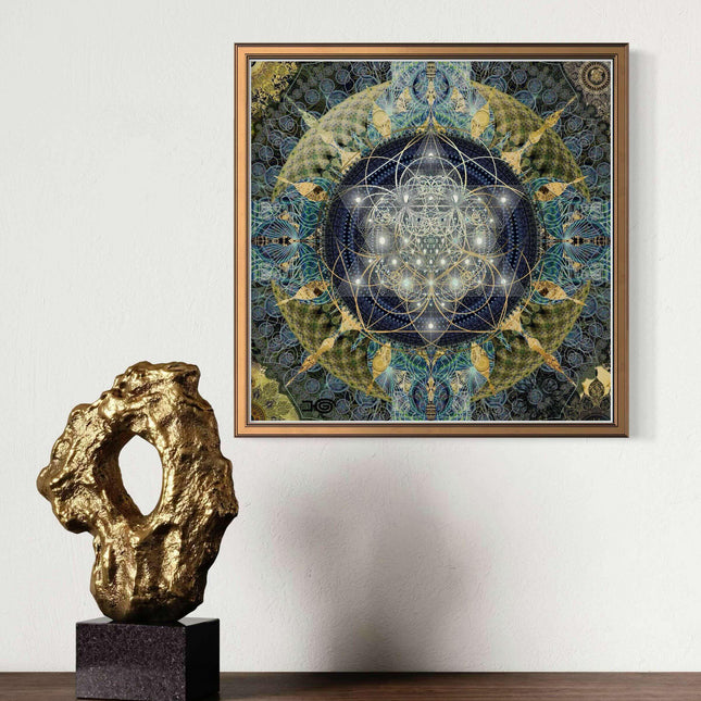 Celestial Harmony Mandala  Blue & Gold Light