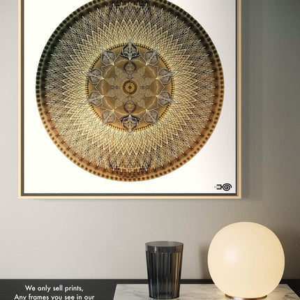 Gold Mandala Meditations-Kunstdruck: Boho-Wandkunst für friedliche Dekoration