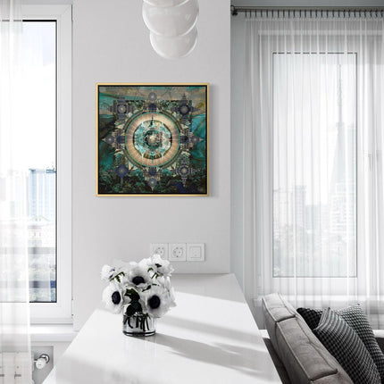 Turquoise Sacred Bohemian Mandala Wall Art Print, Meditation Wall Decor, Zen Yoga Wall Print