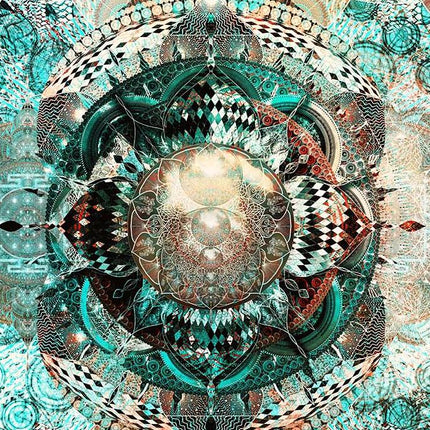 Turquoise Sacred Bohemian Mandala Wall Art Print, Meditation Wall Decor, Zen Yoga Wall Print