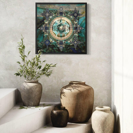 Turquoise Sacred Bohemian Mandala Wall Art Print, Meditation Wall Decor, Zen Yoga Wall Print